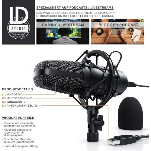  [아마존베스트]CSL-Computer CSL - USB Condenser Microphone with Table Tripod and Pop Protection - Studio Microphone - Microphone Podcast Set - Cardioid Pattern - Microphone for Gaming Livestream Youtube Video