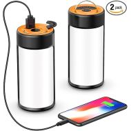 LED Camping Lantern, CT CAPETRONIX Rechargeable Camping Lights with 400LM 5 Light Modes Water-Resistant, Battery Powered LED Lantern for Power Outage Emergency Hurricane Home (2 Pack, Black & Orange)