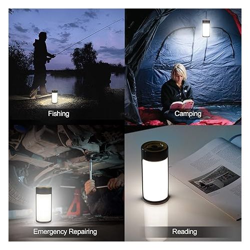  LED Camping Lantern, CT CAPETRONIX Rechargeable Camping Lights with 400LM 5 Light Modes Water-Resistant, Battery Powered LED Lantern for Power Outage Emergency Hurricane Home (2 Pack, Black & Orange)