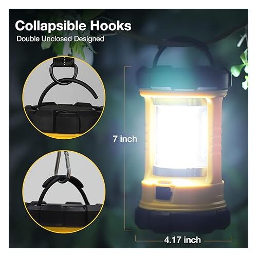  Camping Lantern, 3200LM Bright Camping Lights, 4600mAh Rechargeable LED Lantern, Lantern Flashlight for Power Outages/Fishing/Hurricane/Emergency, CT CAPETRONIX Camping Accessories (2-Pack)