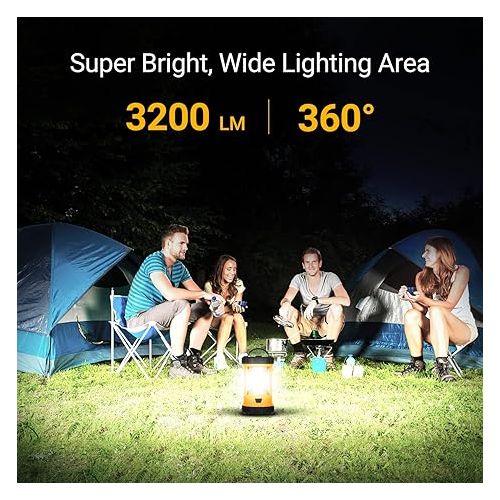  Camping Lantern, 3200LM Bright Camping Lights, 4600mAh Rechargeable LED Lantern, Lantern Flashlight for Power Outages/Fishing/Hurricane/Emergency, CT CAPETRONIX Camping Accessories (2-Pack)