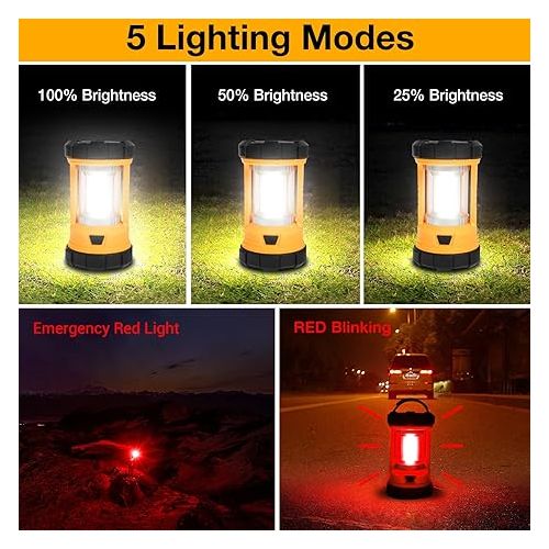  Camping Lantern, 3200LM Bright Camping Lights, 4600mAh Rechargeable LED Lantern, Lantern Flashlight for Power Outages/Fishing/Hurricane/Emergency, CT CAPETRONIX Camping Accessories (2-Pack)