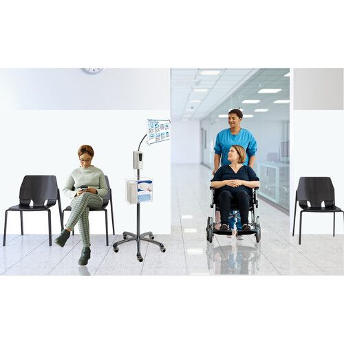  CTA Digital Heavy-Duty Security?Gooseneck Floor Stand with Sanitizing Station and Automatic Soap Dispenser