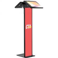 CTA Digital Dual Tablet Locking Kiosk with Graphic Slot & Sanitizer Dispenser (Black)