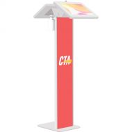 CTA Digital Dual Tablet Locking Kiosk with Graphic Slot & Sanitizer Dispenser (White)