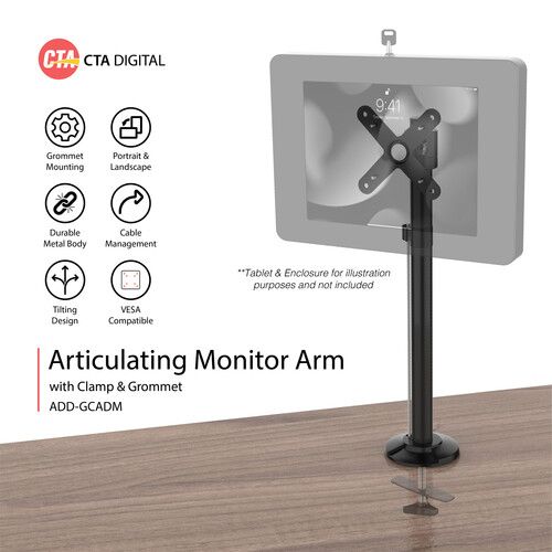  CTA Digital Articulating Monitor Arm with Clamp and Grommet