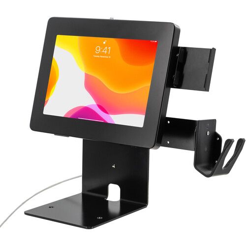  CTA Digital Single VESA Plate POS Station with Paragon Enclosure, Printer Stand, Scanner Holder, and Card Reader Holder