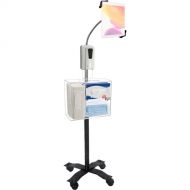 CTA Digital Compact Gooseneck Floor Stand with Sanitizing Station and Automatic Soap Dispenser