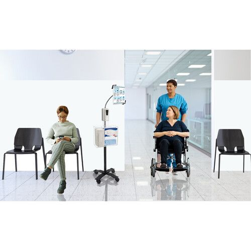  CTA Digital Compact Gooseneck Floor Stand with Sanitizing Station and Automatic Soap Dispenser