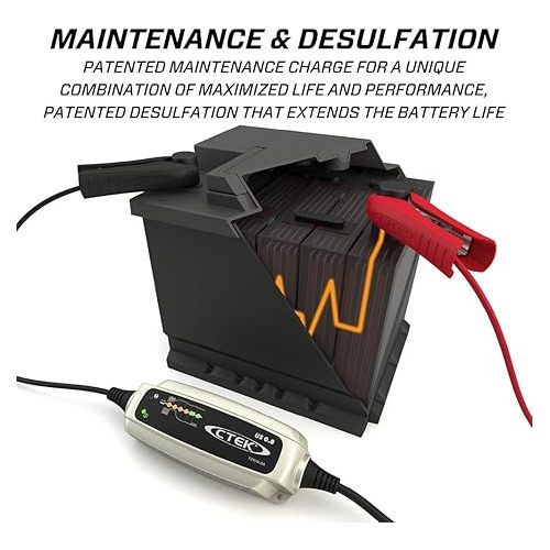  CTEK (56-865) US 0.8 12 Volt Fully Automatic 6 Step Battery Charger,Black