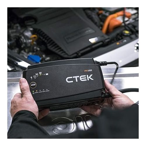  CTEK PRO25S, 25A, 12V Battery Charger and Power Supply, Battery Tender Charger, Battery Maintainer, 12V Lithium Ion Battery Charger for Car and Truck with Reconditioning Mode and Battery Desulfator