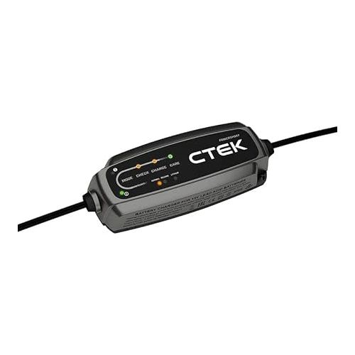 CTEK CT5, 12V Automotive Battery Charger for Auto, Motorcycle, ATV, Snowmobile - Battery Trickle Charger and Battery Maintainer - Charges Lead-Acid and Lithium Ion (12V LiFePO4) Batteries