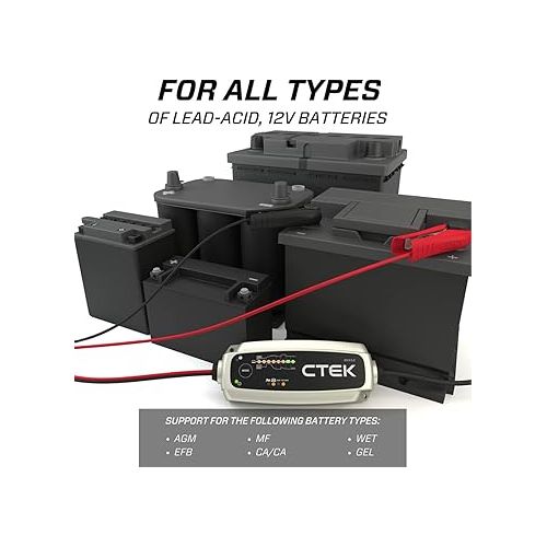  CTEK (40-255) CT5 Time To Go-12 Volt Battery Charger and Maintainer with Accessories