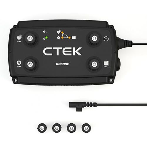  CTEK D250SE, 20A, 12V Battery Charger For Starter And Service Batteries In RV, Truck And Overlanding Vehicles, Solar Battery Maintainer, 12V Lithium Ion Battery Charger And Smart Alternator Compatible