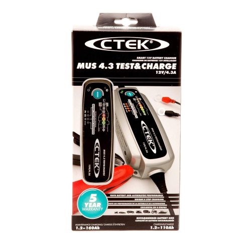  CTEK 5PK748190 Silver MUS 4.3 TEST & CHARGE 12 Volt Fully Automatic Charger and Tester