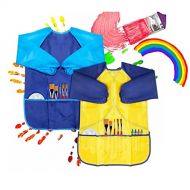 [아마존베스트]CUBACO Kids Painting Apron, 2 Packs Waterproof Art Smocks for Child 3-8 Years, Children Artist Apron with Long Sleeve and 3 Pockets