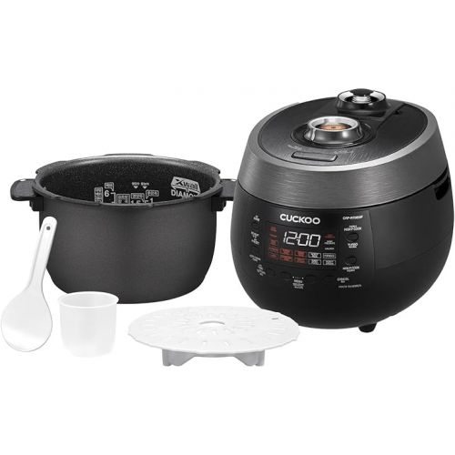  CUCKOO CRP-RT0609FB 6-Cup (Uncooked) / 12-Cup (Cooked) Twin Pressure Rice Cooker & Warmer with Nonstick Inner Pot, 14 Menu Options, Safe Steam Release, 3 Voice Guide, Auto Clean (Black)