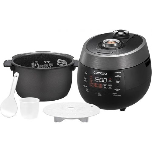  CUCKOO 6 Cup (Uncooked) 12 Cup (Cooked) Rice Cooker with Dual Pressure Modes, LED Display Panel, Durable Non-Stick Inner Pot with Optimal Heat Distribution & Dual Motion Gasket | (Black, CRP-RT0609FB)