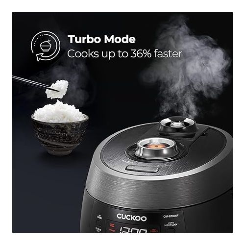  CUCKOO 6 Cup (Uncooked) 12 Cup (Cooked) Rice Cooker with Dual Pressure Modes, LED Display Panel, Durable Non-Stick Inner Pot with Optimal Heat Distribution & Dual Motion Gasket | (Black, CRP-RT0609FB)
