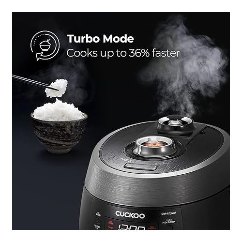  CUCKOO CRP-RT0609FB 6-Cup (Uncooked) / 12-Cup (Cooked) Twin Pressure Rice Cooker & Warmer with Nonstick Inner Pot, 14 Menu Options, Safe Steam Release, 3 Voice Guide, Auto Clean (Black)