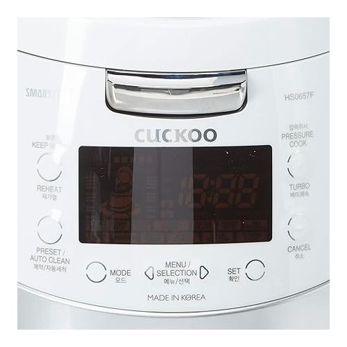  Cuckoo Induction Heating Pressure Rice Cooker - 18 built-in programs including Glutinous, GABA, Mixed, Sushi and more, Non-Stick Coating, Made in Korea, White/Silver, 6 Cups
