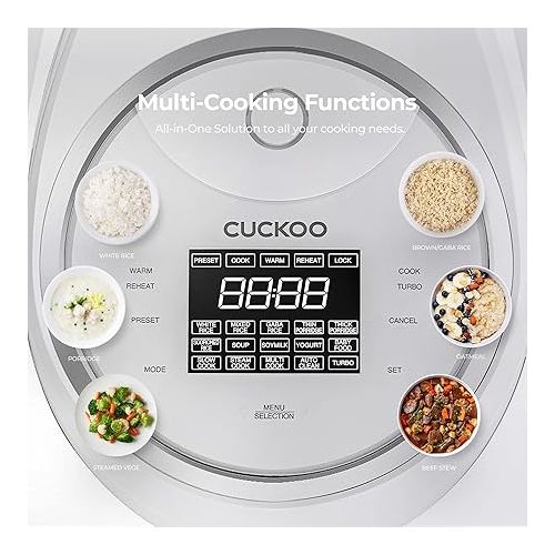  CUCKOO CR-1020F | 10-Cup (Uncooked) Micom Rice Cooker | 16 Menu Options: White Rice, Brown Rice & More, Nonstick Inner Pot, Designed in Korea | White