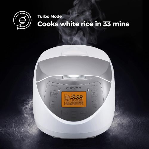  CUCKOO CR-0632F 6-Cup (Uncooked) Micom Rice Cooker 9 Menu Options: White Rice, Brown Rice & More, Nonstick Inner Pot, Made in Korea White/Grey
