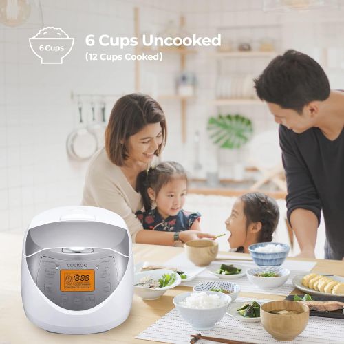  CUCKOO CR-0632F 6-Cup (Uncooked) Micom Rice Cooker 9 Menu Options: White Rice, Brown Rice & More, Nonstick Inner Pot, Made in Korea White/Grey