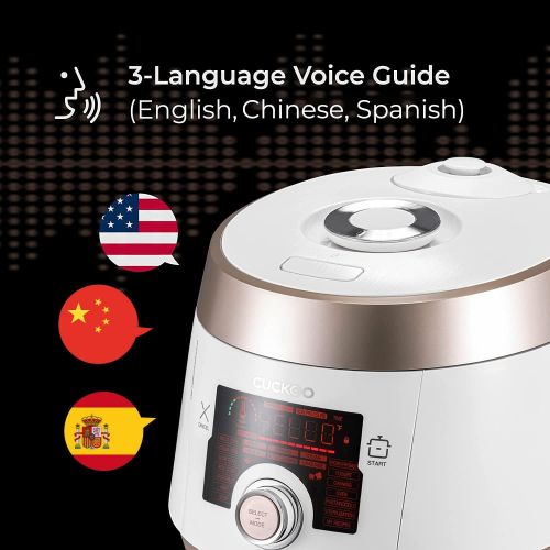  CUCKOO CMC-ASB601F 6QT. 8-in-1 Electric Pressure Cooker 14 Menu Options: Rice, Slow Cooker, Saute, Steamer, Sous Vide & More, Stainless Steel Inner Pot, Made in Korea White/Gold