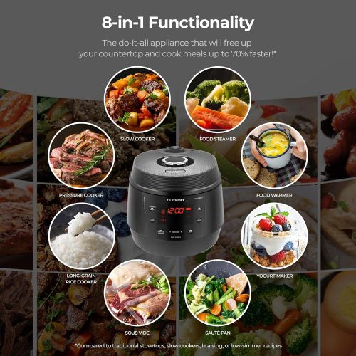  CUCKOO CMC-QAB501SB 5QT. Standard 8-in-1 Pressure Cooker 10 Menu Options: Slow Cooker, Saute, Steamer, Yogurt & More, Made in Korea Black