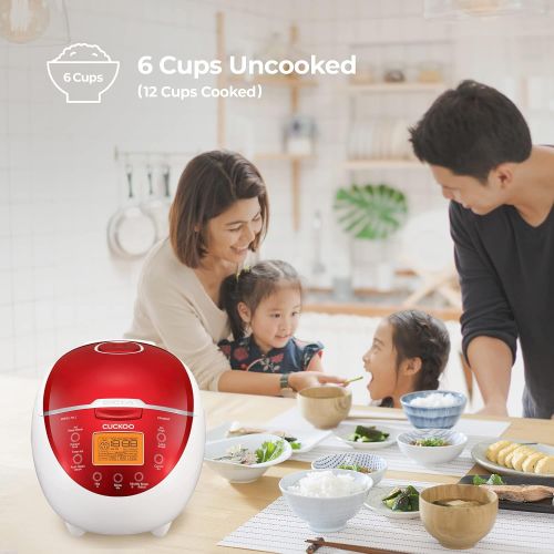  [아마존베스트]Cuckoo CR-0655F Rice Cooker & Warmer, 6 Cups, LCD-Display 11-Menu Options, Turbo, Mixed, and Brown/GABA, Porridge, Steam MultiCook, My Mode, 16-Various Cooking Methods, Small, Red/