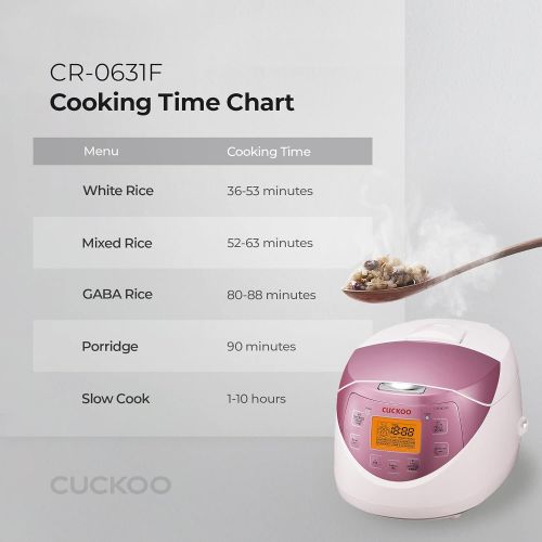  [아마존베스트]Cuckoo CR-0631F 6-cup Multifunctional Micom Rice Cooker & Warmer  9 built-in programs, White/GABA, Mixed/Brown, Porridge, Steam, Slow-Cook, and My Mode [16 flavors and textures],