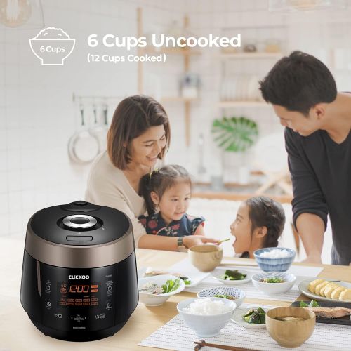  [아마존베스트]Cuckoo CRP-P0609S 6 cup Electric Heating Pressure Rice Cooker & Warmer  12 built-in programs including Glutinous (white), Mixed, Brown, GABA and more, 10.10 x 11.60 x 14.20, Black