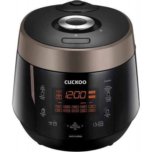  [아마존베스트]Cuckoo CRP-P0609S 6 cup Electric Heating Pressure Rice Cooker & Warmer  12 built-in programs including Glutinous (white), Mixed, Brown, GABA and more, 10.10 x 11.60 x 14.20, Black
