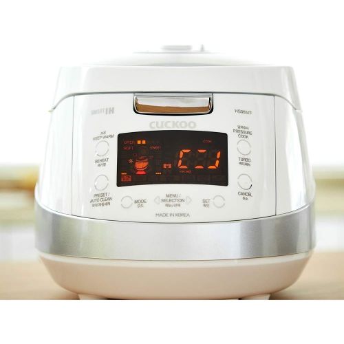  [아마존베스트]Cuckoo CRP-HS0657F 6 cup Induction Heating Pressure Rice Cooker  18 Built-in Programs Including Glutinous, GABA, Mixed, Sushi and More, Non-Stick Coating, Made in Korea, White/Sil