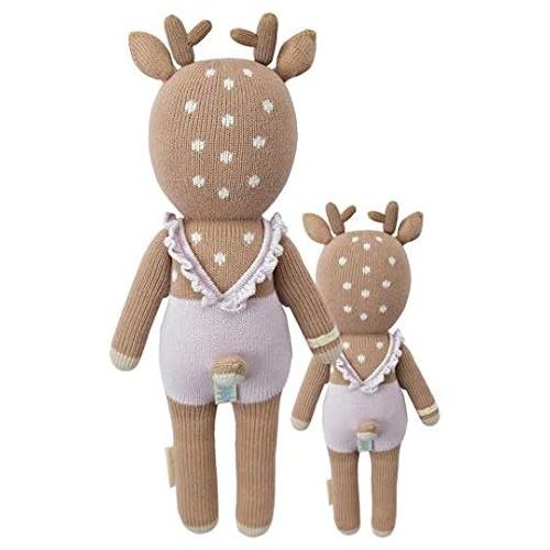  CUDDLE + KIND Violet The Fawn Little 13 Hand-Knit Doll  1 Doll = 10 Meals, Fair Trade, Heirloom Quality, Handcrafted in Peru, 100% Cotton Yarn