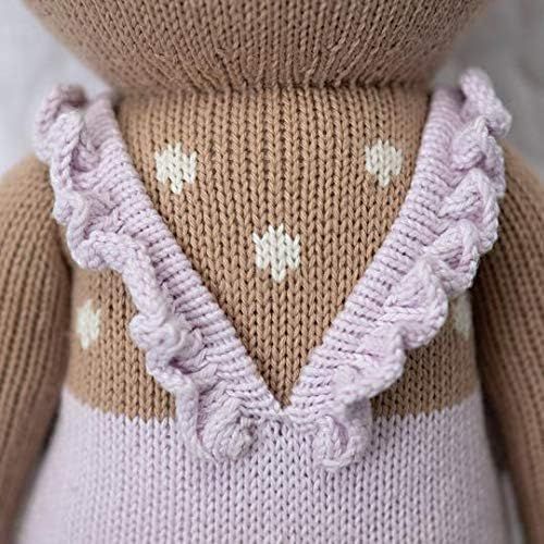  CUDDLE + KIND Violet The Fawn Little 13 Hand-Knit Doll  1 Doll = 10 Meals, Fair Trade, Heirloom Quality, Handcrafted in Peru, 100% Cotton Yarn