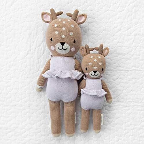  CUDDLE + KIND Violet The Fawn Little 13 Hand-Knit Doll  1 Doll = 10 Meals, Fair Trade, Heirloom Quality, Handcrafted in Peru, 100% Cotton Yarn