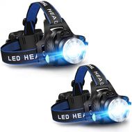 CUGHYS 2 PCS Headlamp Flashlight, USB Rechargeable Led Head Lamp, IPX4 Waterproof T004 Headlight with 4 Modes and Adjustable Headband, Perfect for Camping, Hiking, Outdoors, Hunting(Two P