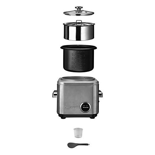  Cuisinart CRC800E Reiskocher (700 watt, fuer 12 Portionen, 1 Liter) metallic