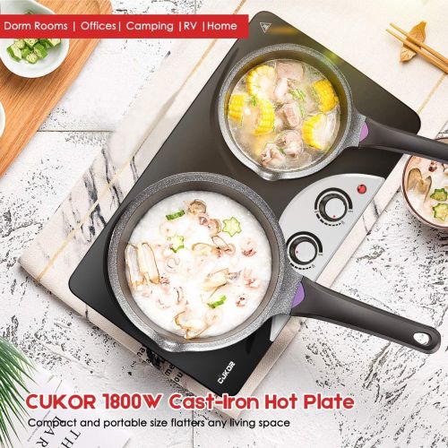  [아마존베스트]CUKOR Electric Hot Plate , 1800W Countertop Burner, Dual Electric Burner, Portabel Double Burner for Cooking