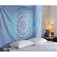 Marke: CULASIGN CULASIGN Indisch Psychedelic Wandteppich Mandala Silber Grau/Indien Mehrfarbige Twin Wandbehang Elefant Boho Baumwolle Hippie Wandtuch/Meditation Yoga Mats (Blau,210 * 150 cm)