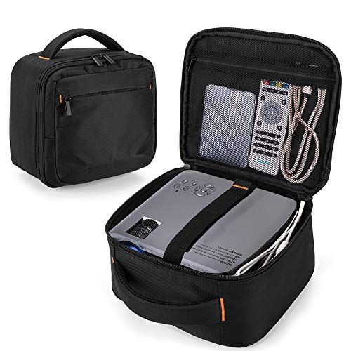  CURMIO Projector Case, Mini Projector Carrying Bag Compatible with DR.J Professional and QKK Mini Projector, Black