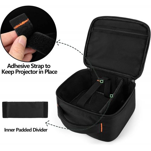  CURMIO Projector Case, Mini Projector Carrying Bag Compatible with DR.J Professional and QKK Mini Projector, Black