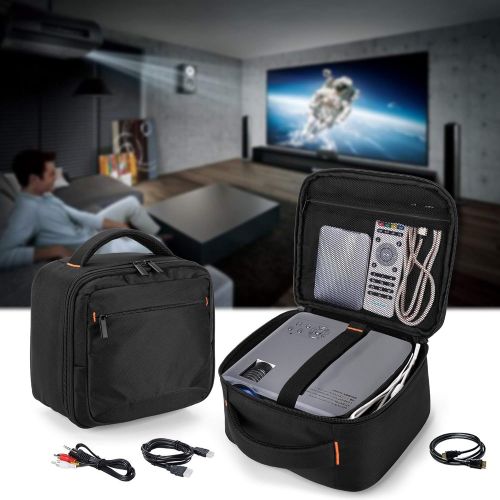  CURMIO Projector Case, Mini Projector Carrying Bag Compatible with DR.J Professional and QKK Mini Projector, Black