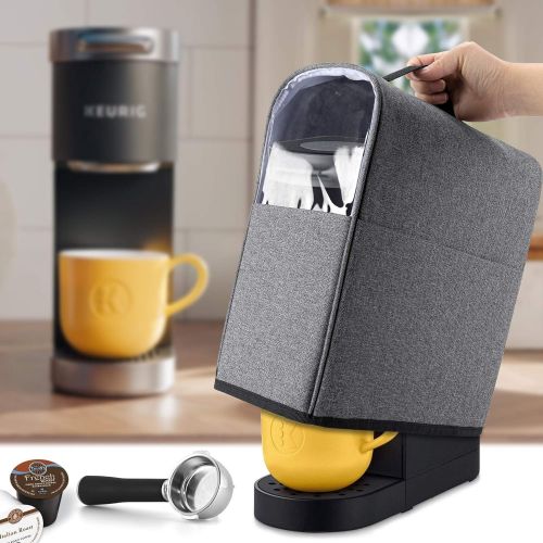  CURMIO Coffee Maker Dust Cover Compatible with Keurig K-Mini and K-Mini Plus, Coffee Making Machine Cover with Pockets for K Cup, Cover Only