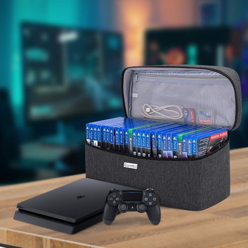  [아마존베스트]CURMIO Game Disc Storage Bag for up to 24 Discs, Universal Portable Gaming Disk Carrying Case Compatible for PS4/PS4 Pro/PS3/PS5/Xbox One/Xbox Series X/S, Black