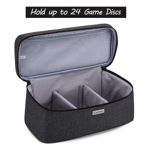  [아마존베스트]CURMIO Game Disc Storage Bag for up to 24 Discs, Universal Portable Gaming Disk Carrying Case Compatible for PS4/PS4 Pro/PS3/PS5/Xbox One/Xbox Series X/S, Black