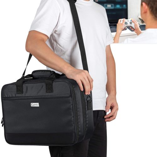  [아마존베스트]CURMIO Travel Carrying Case Compatible with PS4, PS4 Pro, PS3 Game Console and Accessories, Portable Storage Bag Organizer for Playstation 4 Pro Device, Controller, Headset and Cab