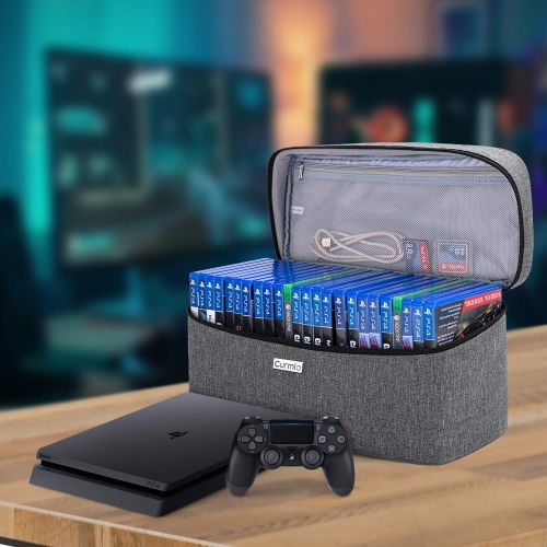  [아마존베스트]CURMIO Game Disc Storage Bag for up to 24 Discs, Universal Portable Gaming Disk Carrying Case Compatible for PS4/PS4 Pro/PS3/PS5/Xbox One/Xbox Series X/S,Gray
